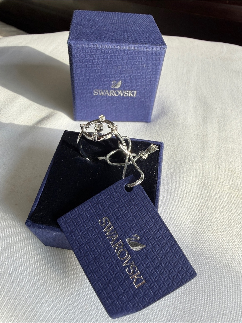 Swarovski Silver-tone Ring with Clear Crystal Accents